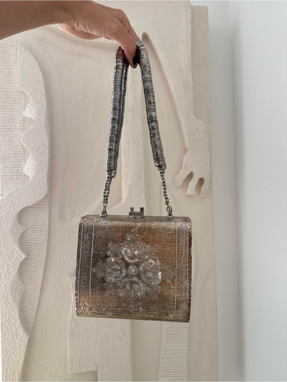 Vintage Silver/Metal Floral Evening Bag